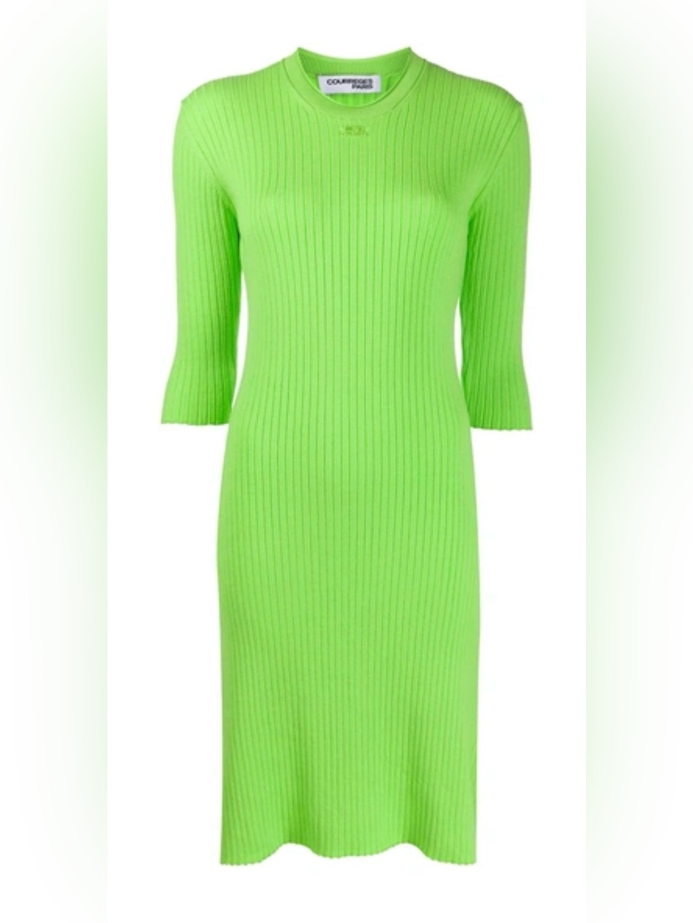 Courrèges Paris Embroidered Logo
Ribbed Dress In Neon Green, size M